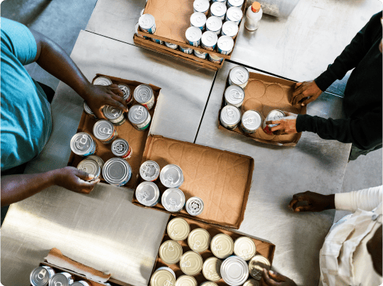 volunteers at a food bank