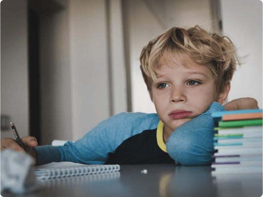 frustrated student doing homework