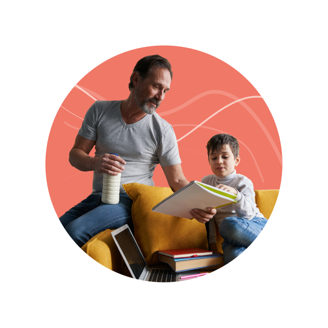 parent sitting with son