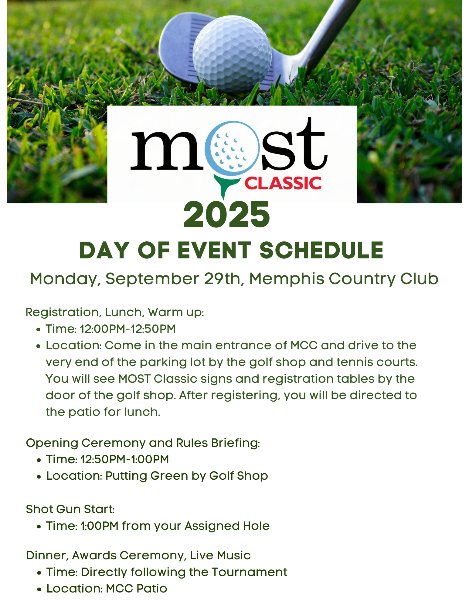 DAY OF EVENT SCHEDULE